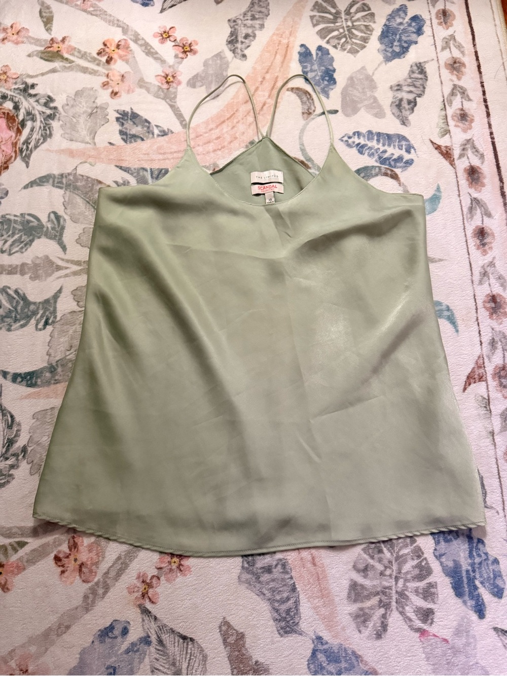 The Limited Sage Green Satin Spaghetti Strap Tank